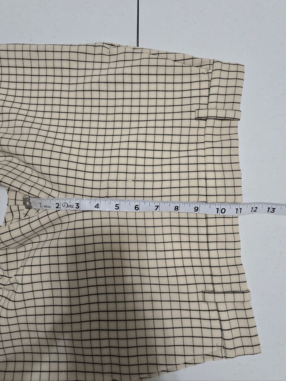 TORY BURCH Checked Cropped Twill Pants Women's 4 Cream Black Office